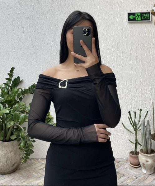 Tül kayik yaka Elbise