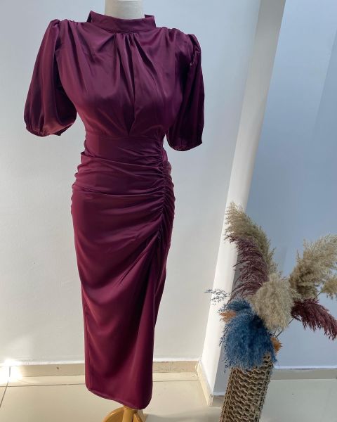 Maxi Saten Elbise