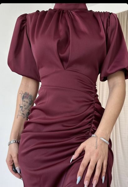 Maxi Saten Elbise