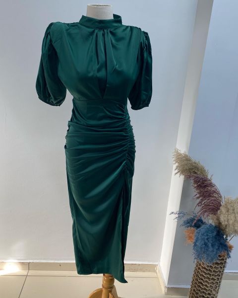 Maxi Saten Elbise